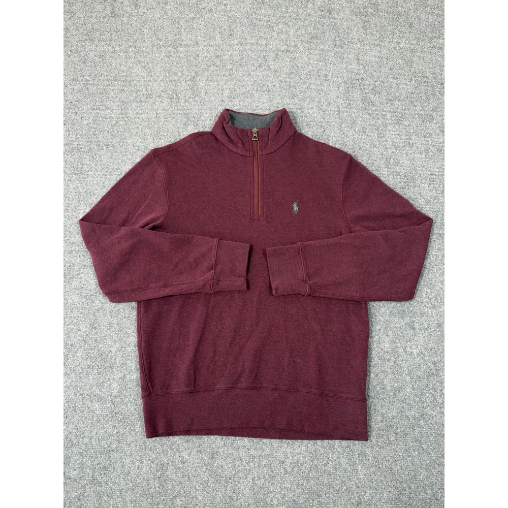 Polo Ralph Lauren Luxury Jersey Quarter Zip Pullover Mens XS Burgundy Pony Logo